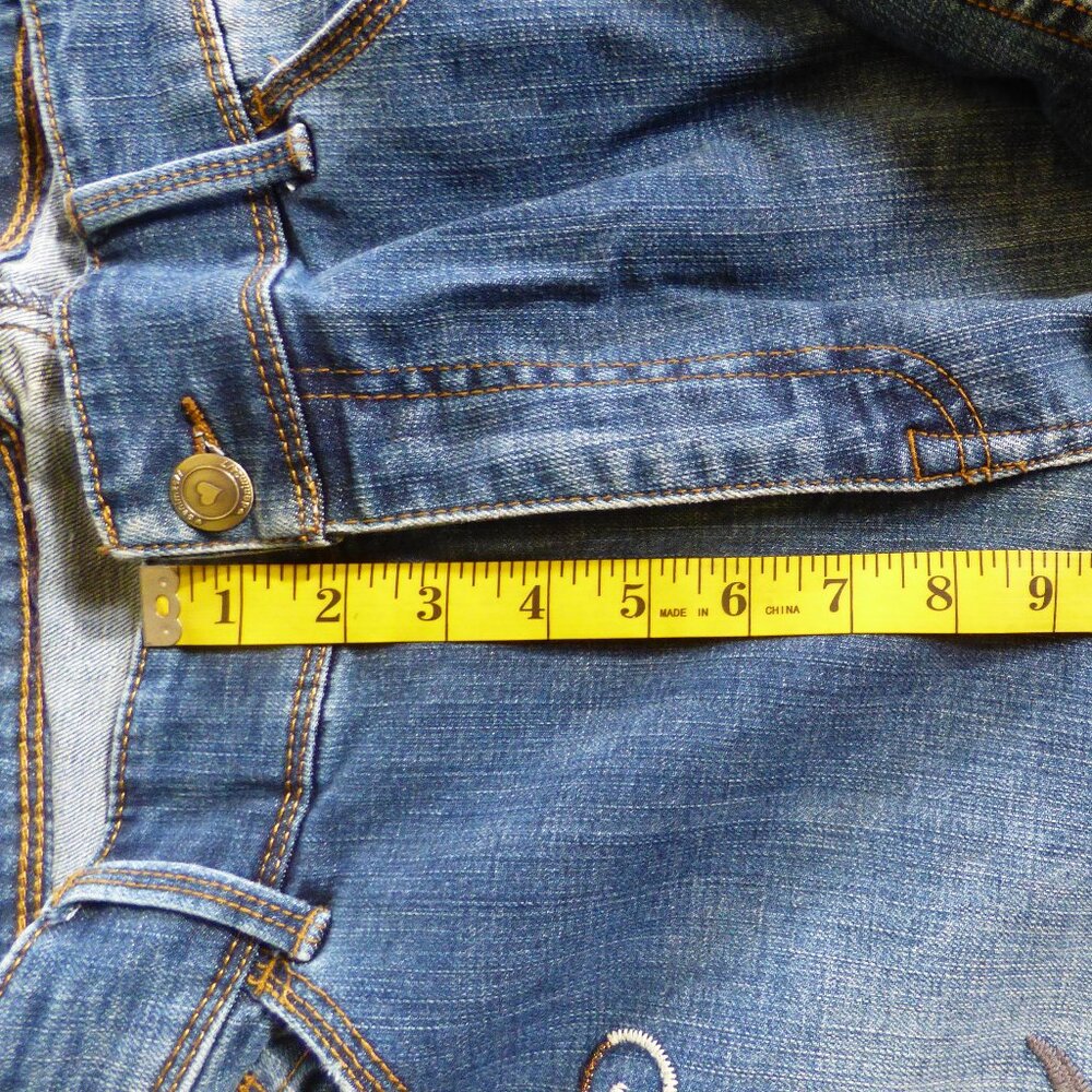 DENIM 24/7 BOHO PRAIRIE BLUE WASHED COLOR EMBROIDERED 5 POCKETS JEANS 20W - Picture 7 of 10